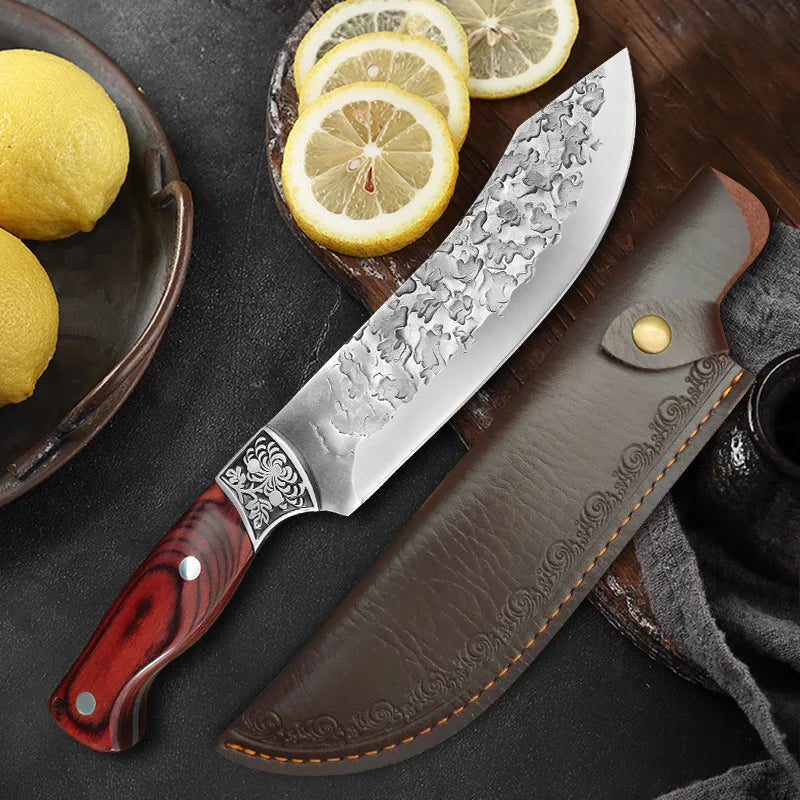 Hand Forged Blade Butcher Boning Knife Wood Handle Kitchen Knives Meat Cleaver Chopping Vegetables Chef Knife Slicing Fish Meat