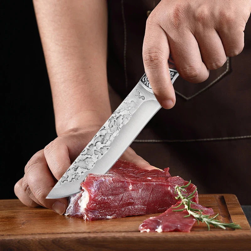 Forged Cleaver Kitchen Chef Knife Stainless Steel Hand Meat Knife Fruit Paring Fishing Portable BBQ Butcher Boning Knife Cover
