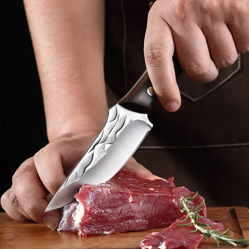 Kitchen Boning Knife Butcher Cutting High Carbon Steel Meat Cleaver Sharp Hand Forged Chef Slicing Kitchen Knives with Sheath